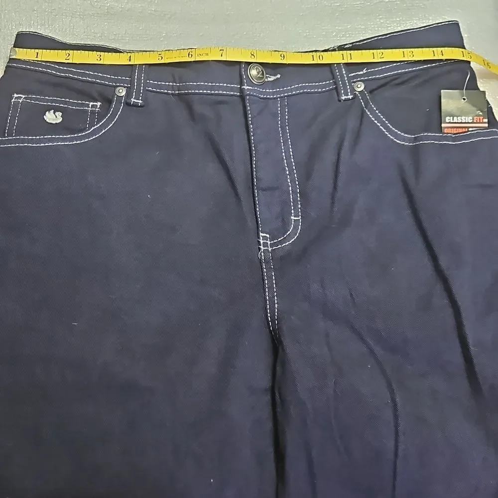 NWT Classic Fit Dark Wash Denim Jeans - White Contrast Stitching - Size 30